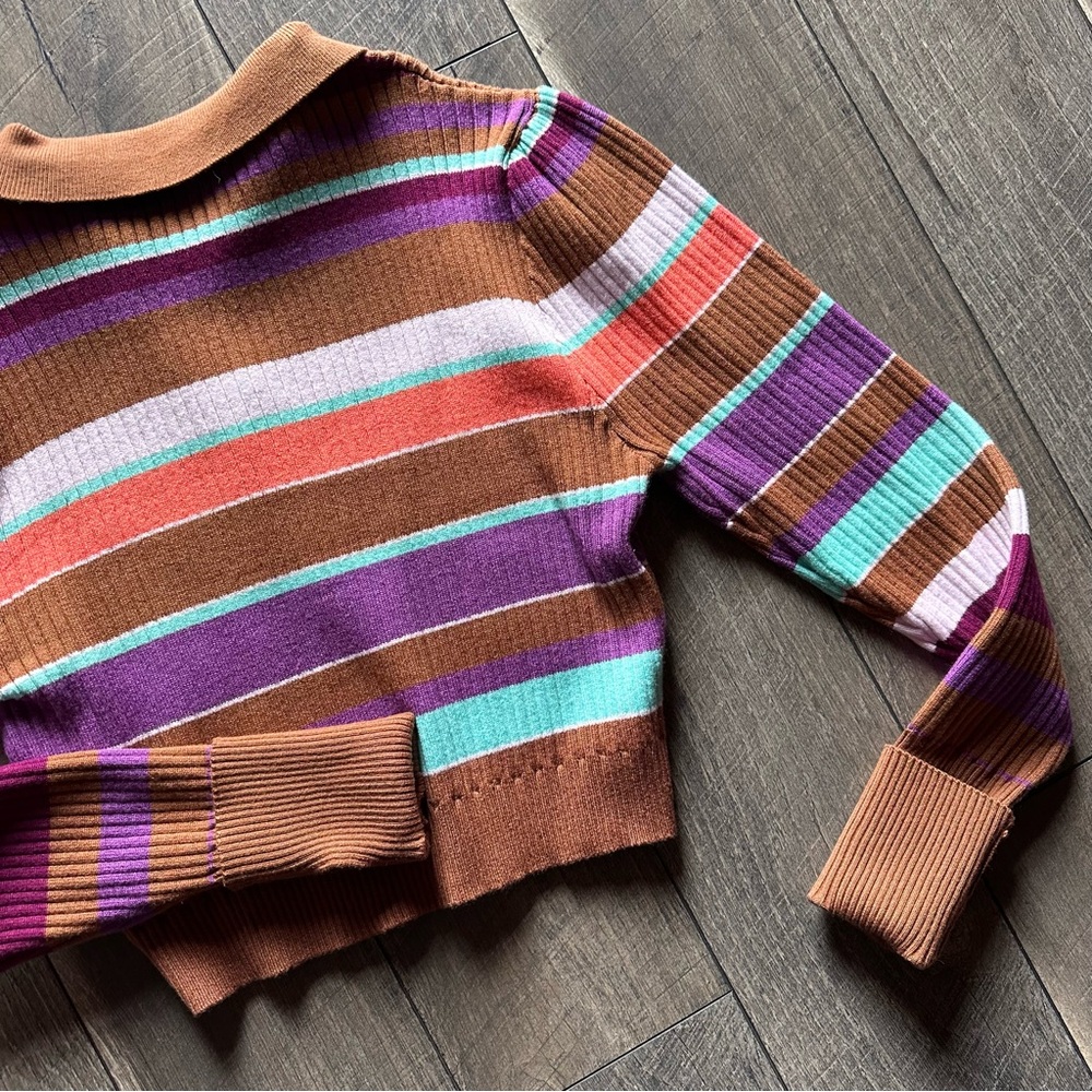 White Birch Striped Collared Pullover Sweater - image 7